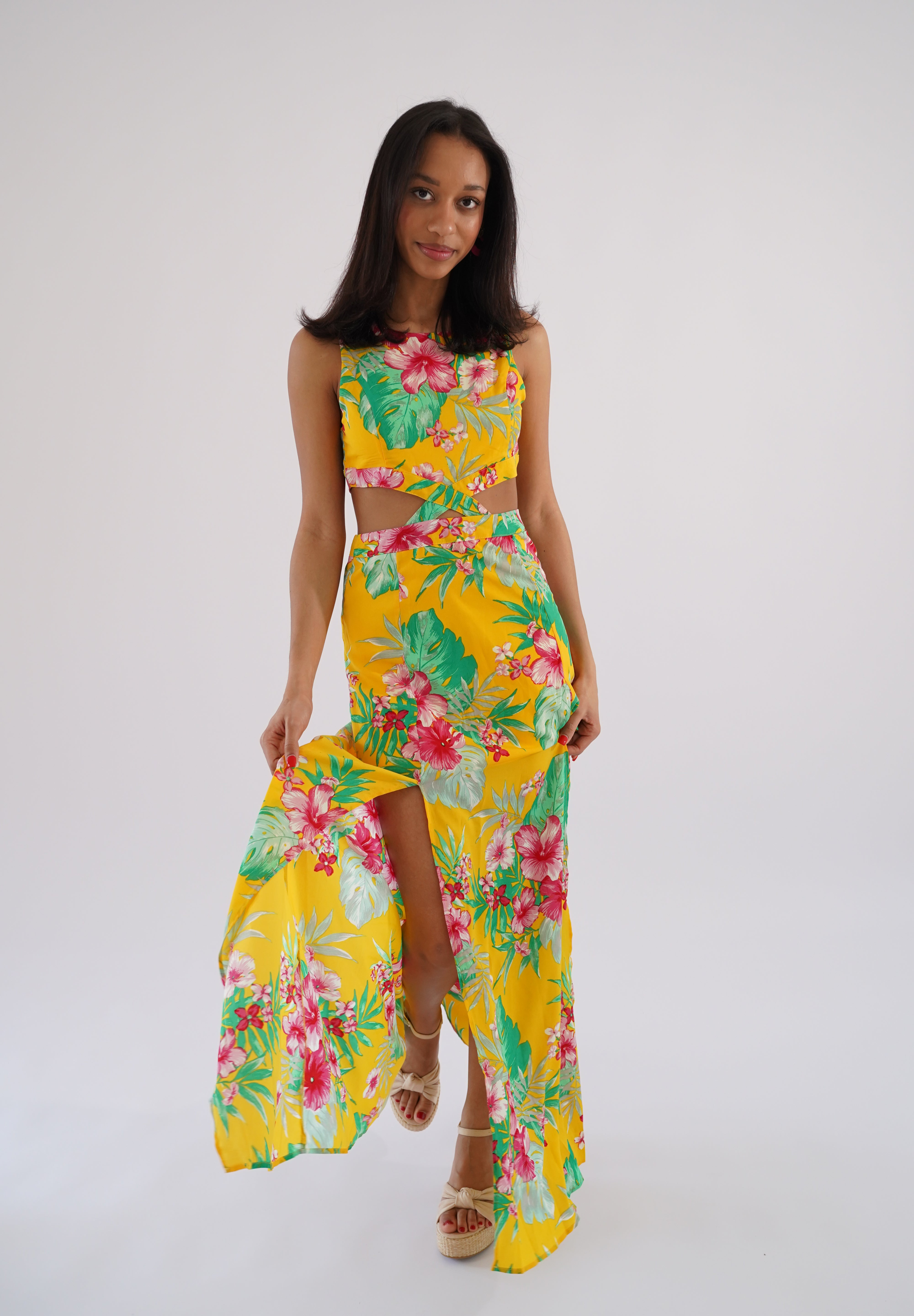 Alicante exotische print maxi-zonnejurk
