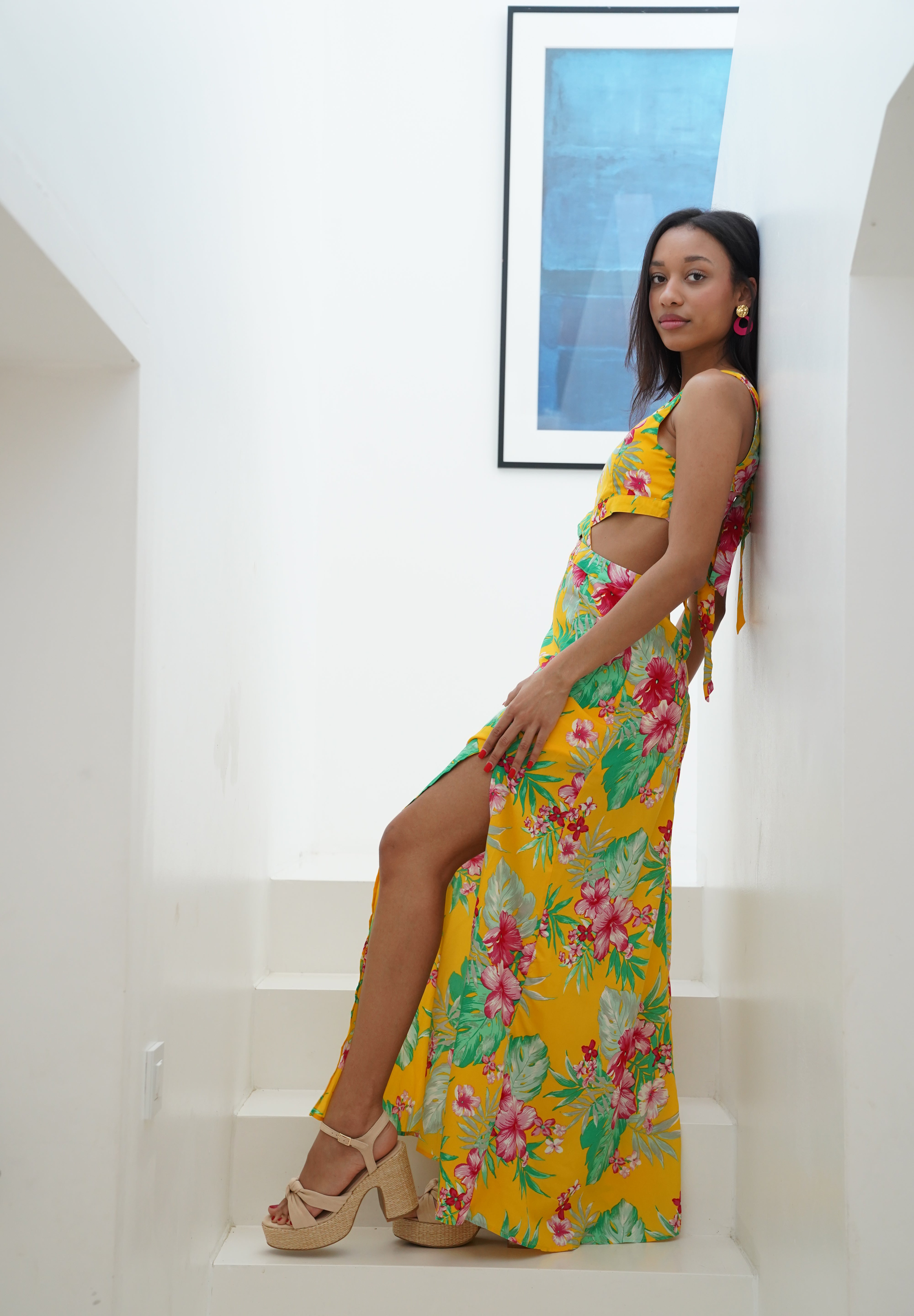 Alicante exotische print maxi-zonnejurk