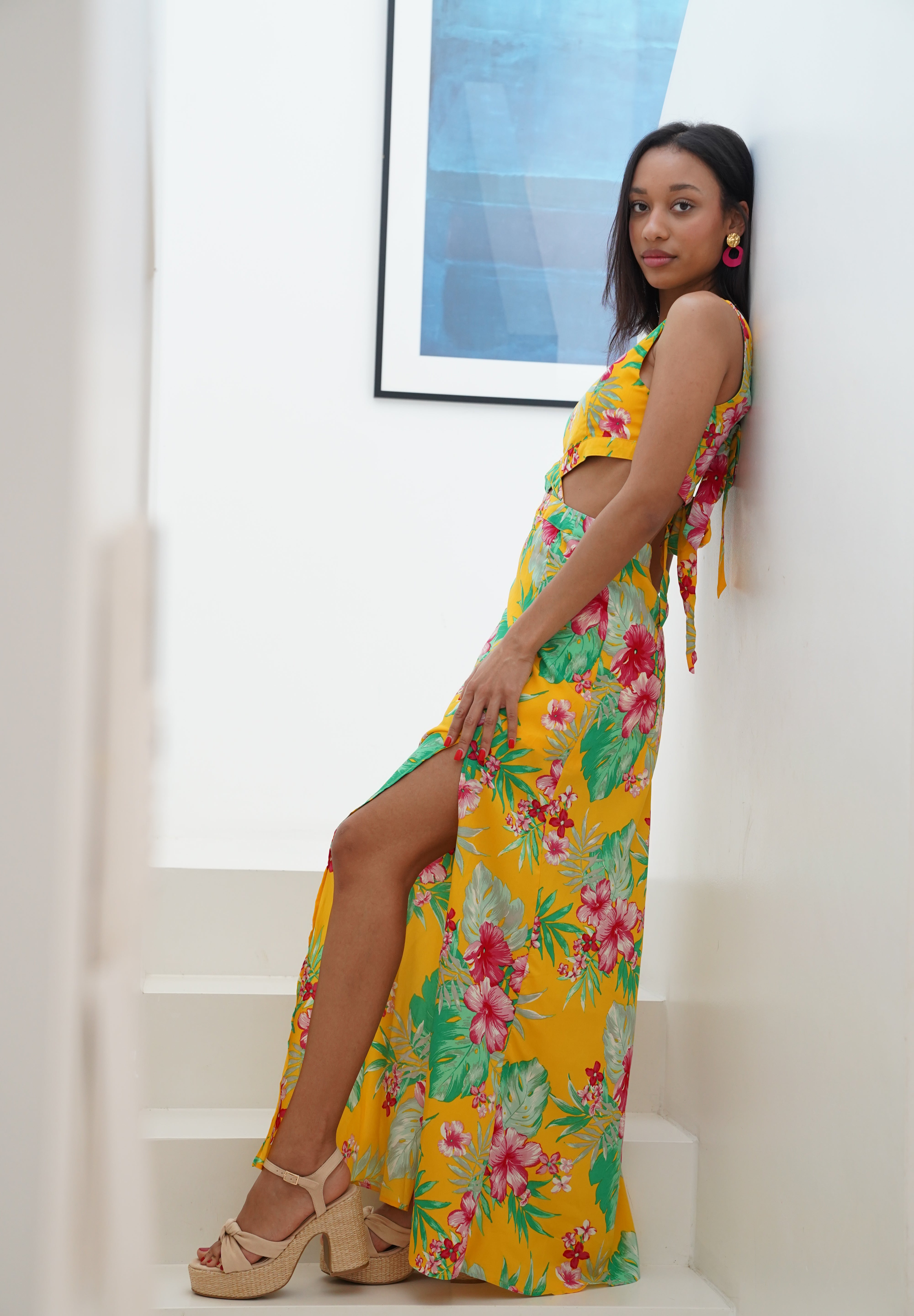 Alicante exotische print maxi-zonnejurk