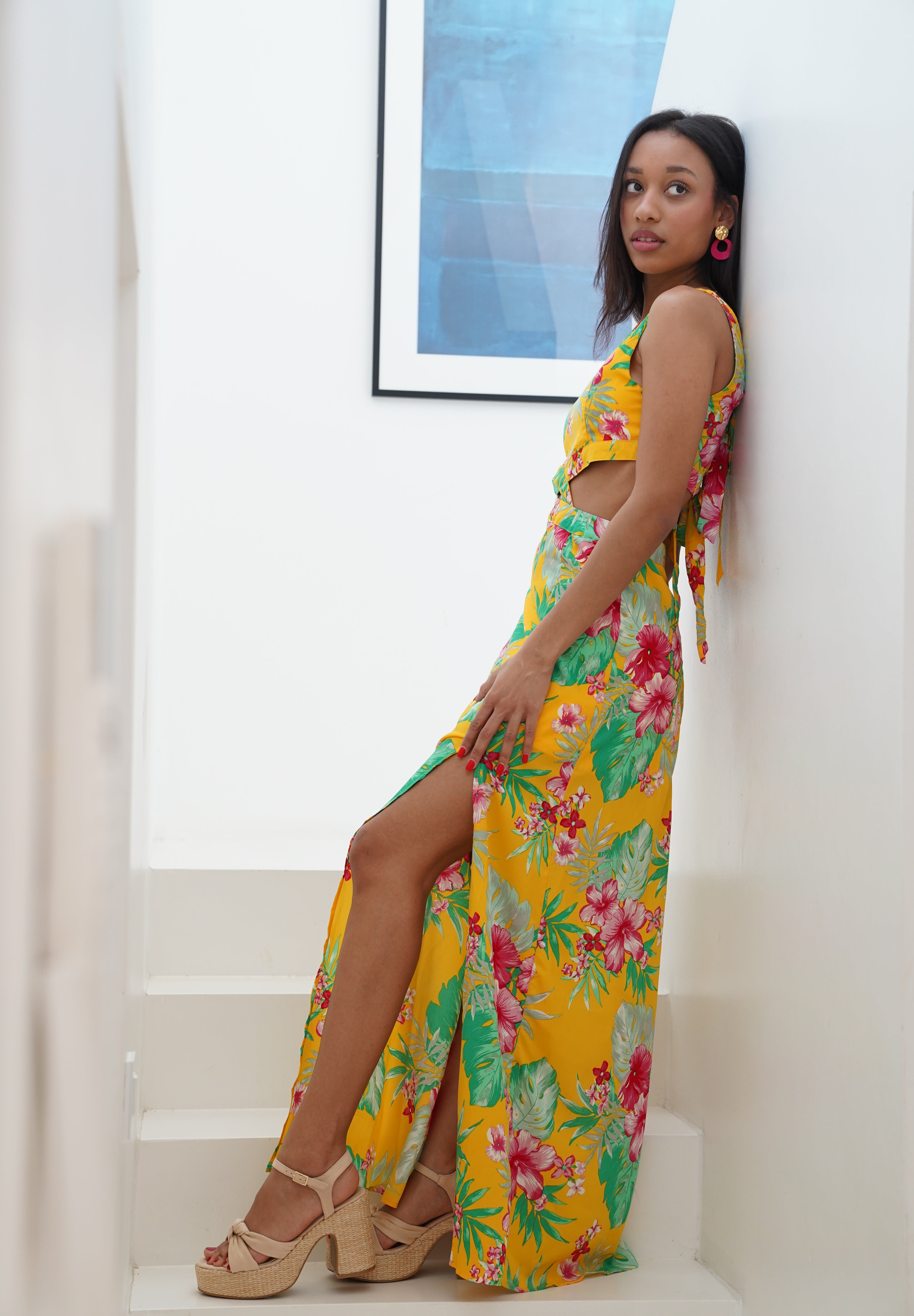 Alicante exotische print maxi-zonnejurk