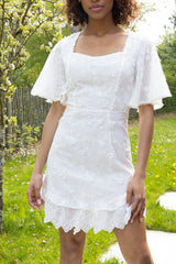 Adelaide broderie white cotton mini dress