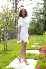 Adelaide broderie white cotton mini dress